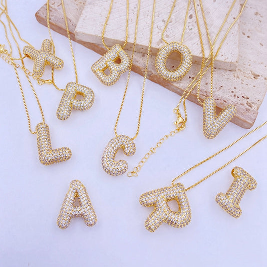 TEEK - V-Z Gold-Plated Inlaid Zircon Letter Necklace JEWELRY TEEK Trend