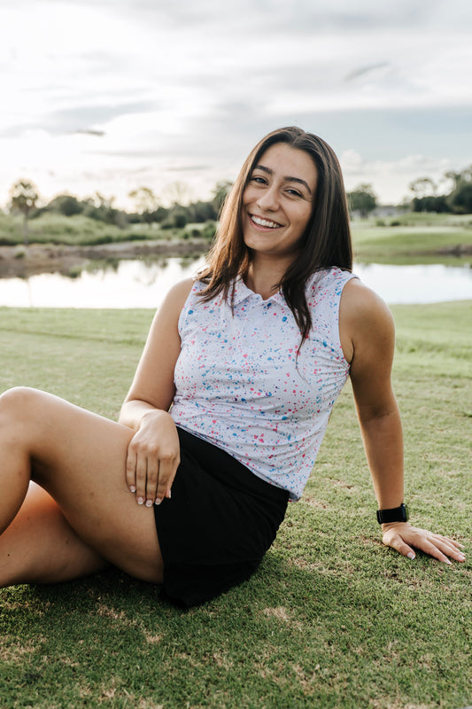 TEEK - White Paint Splatter Polo TOPS TEEK SIG