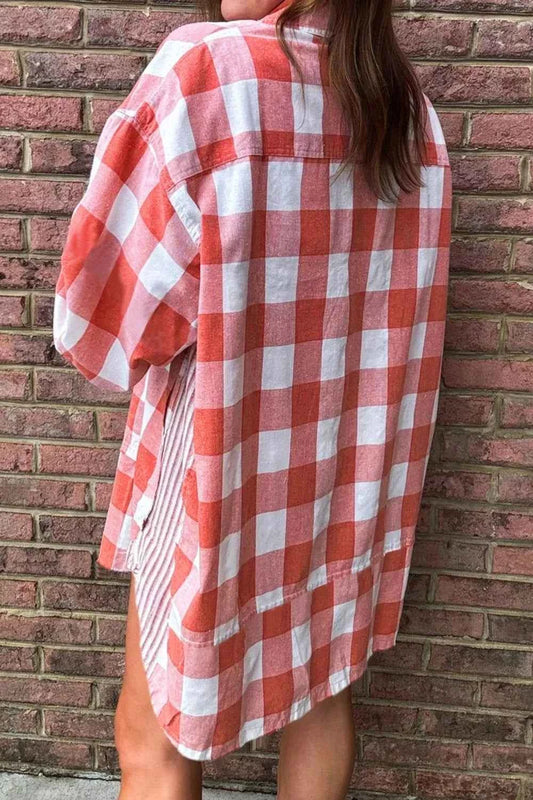 TEEK - Oversized Plaid Button-Down Shirt Dress DRESS TEEK Trend
