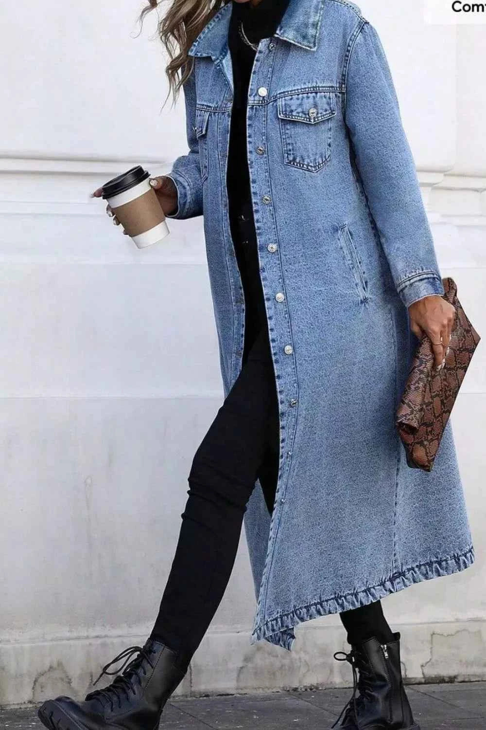 TEEK - Longline Button-Front Denim Coat COAT TEEK Trend
