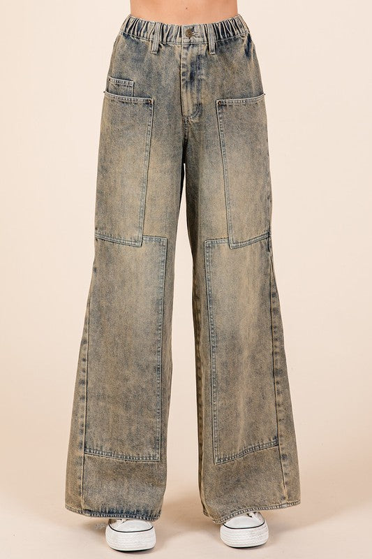 TEEK - Mud Denim Washed Wide Leg Jeans JEANS TEEK Trend S