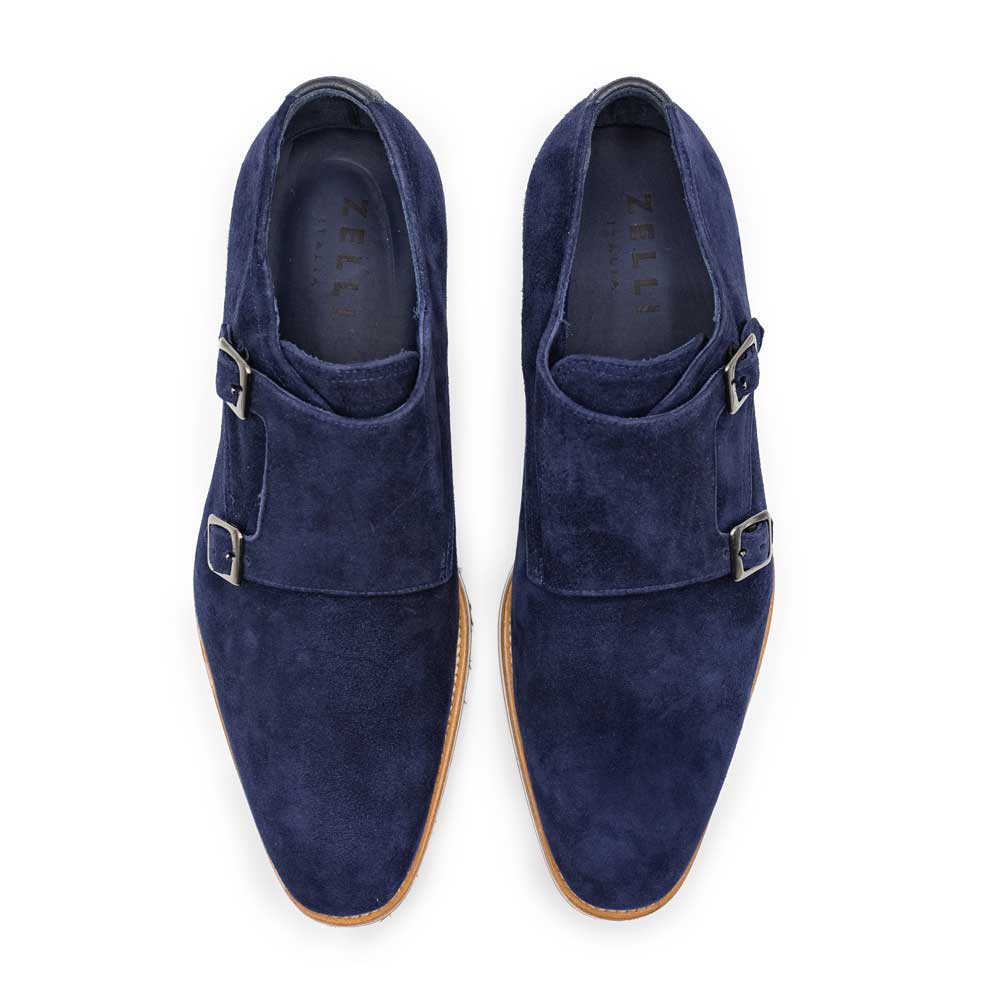 TEEK - 56-100-NVY LEGERRA Sueded Goatskin Monkstrap, Navy SHOES TEEK ZI
