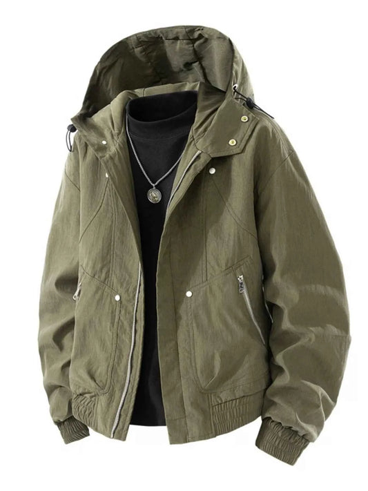 TEEK - Mens Plus Size Casual Hooded Lightweight Windbreaker Jacket JACKET TEEK Trend Military Green M