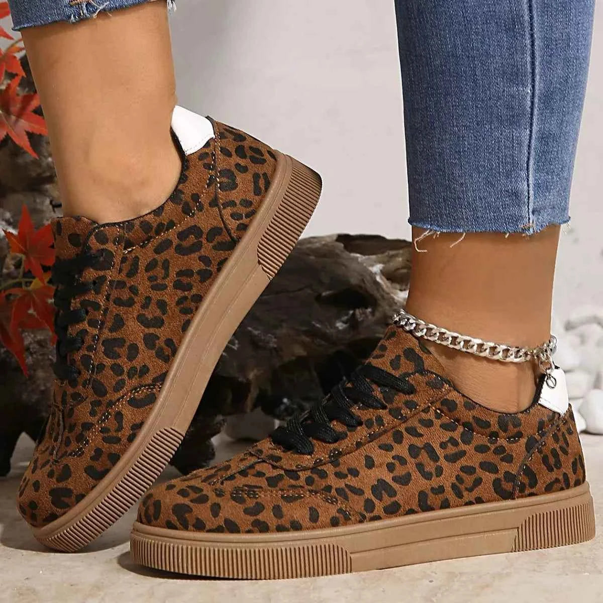 TEEK - Leopard Lace Up Sneakers SHOES TEEK Trend