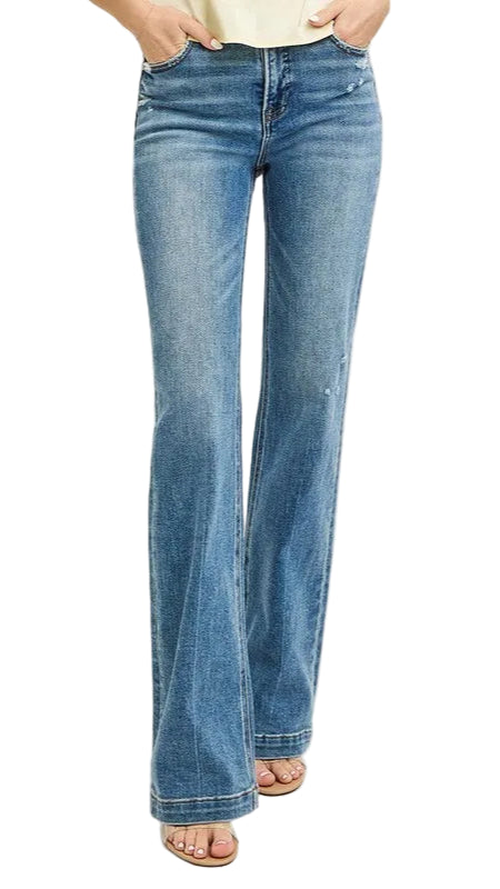 TEEK - Medium Wash Distressed Detail Bootcut Jeans JEANS TEEK Trend Medium 0(24)