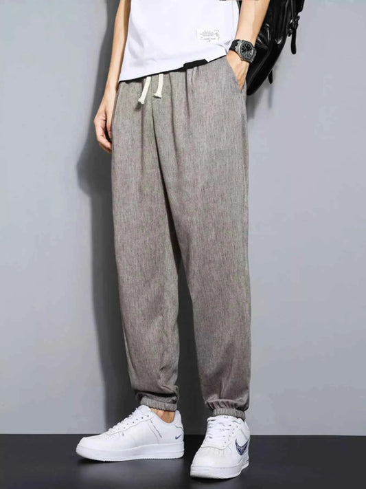 TEEK - Mens Plus Size Drawstring Loose Fit Pants Trendsi Curry M
