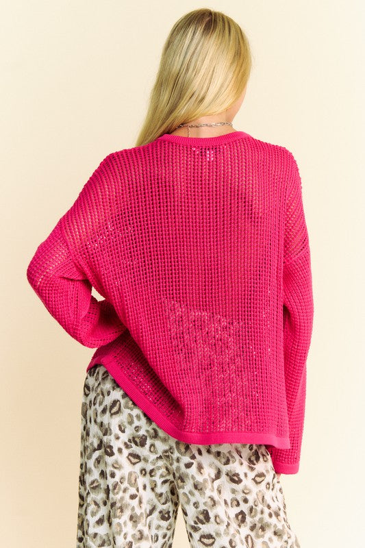 TEEK - Deep Rose Star Front Crochet Knit Top TOPS TEEK Trend
