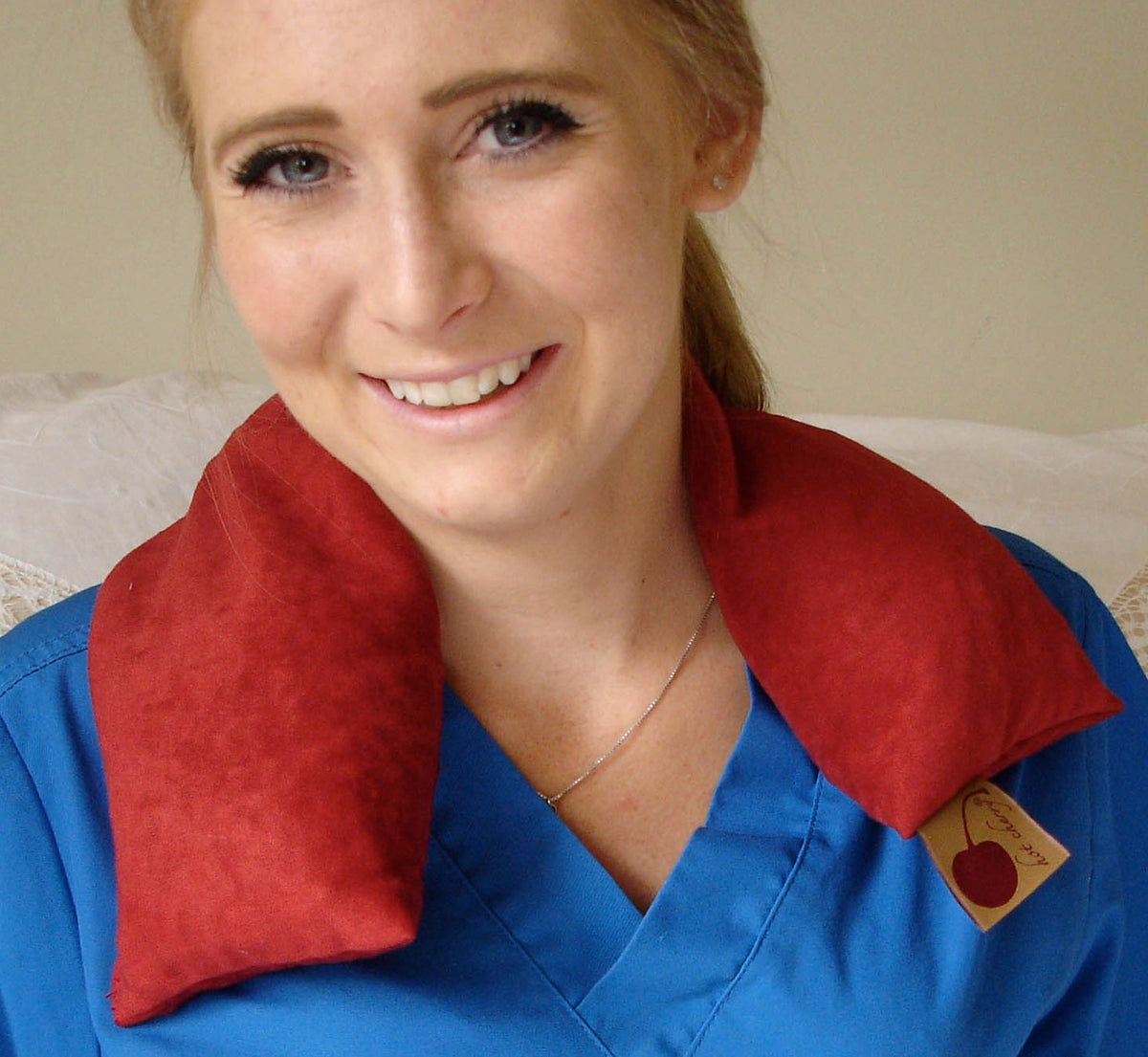 TEEK - Hot Cherry Neck Wrap in Plush Red Ultra-Suede PILLOW TEEK HCP
