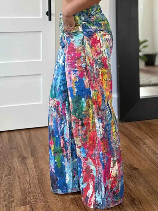 Painted Wide Leg Pants Trendsi