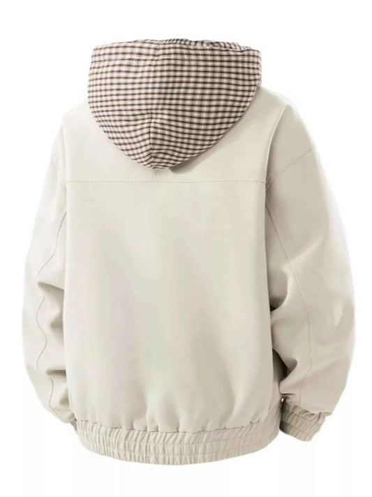 TEEK - Mens Plus Size Casual Plaid Hooded Windbreaker Jacket JACKET TEEK Trend