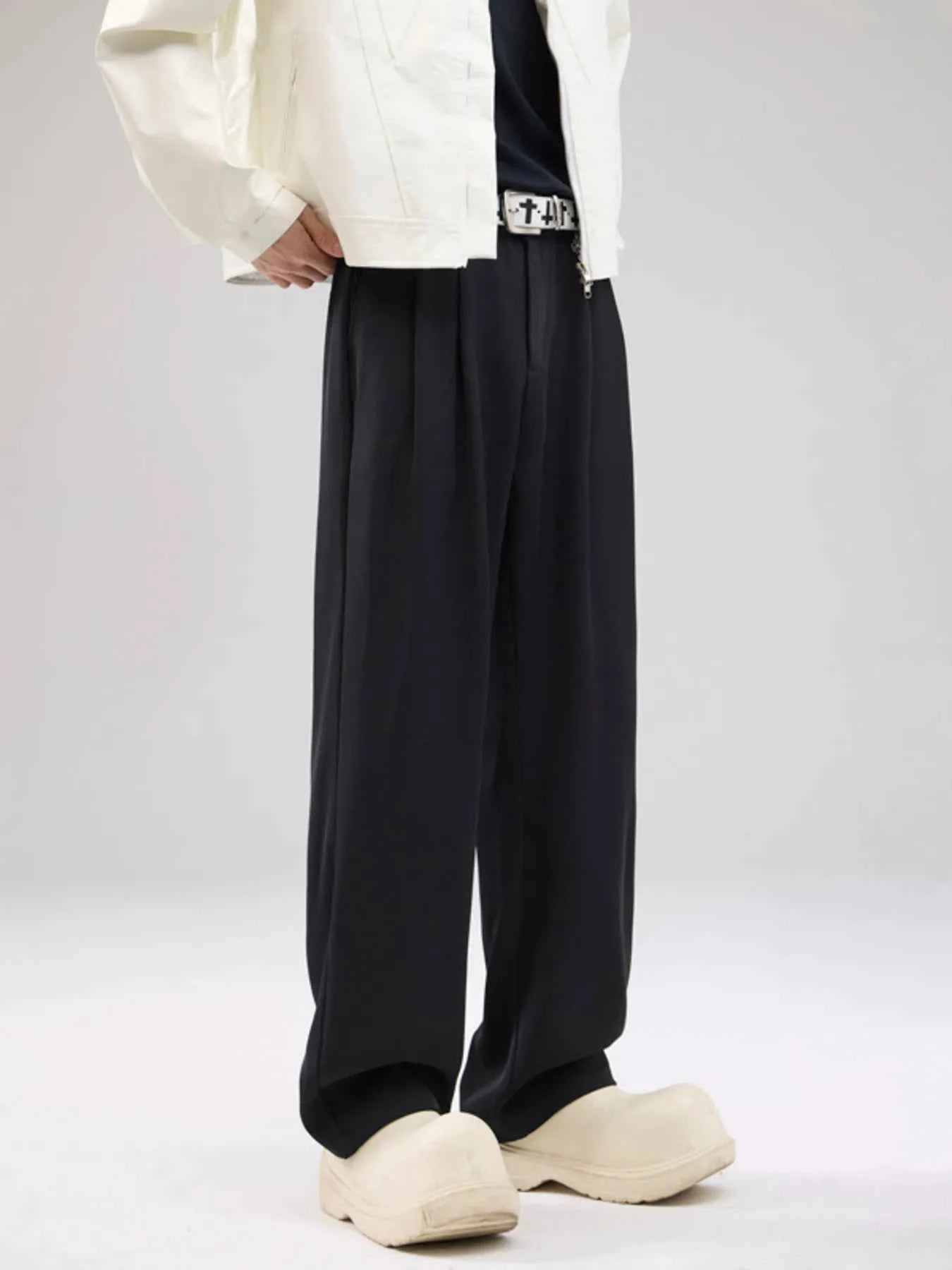 TEEK - Mens Full Size Drawstring Wide Leg Pants with Pockets Plus Size PANTS TEEK Trend Black S