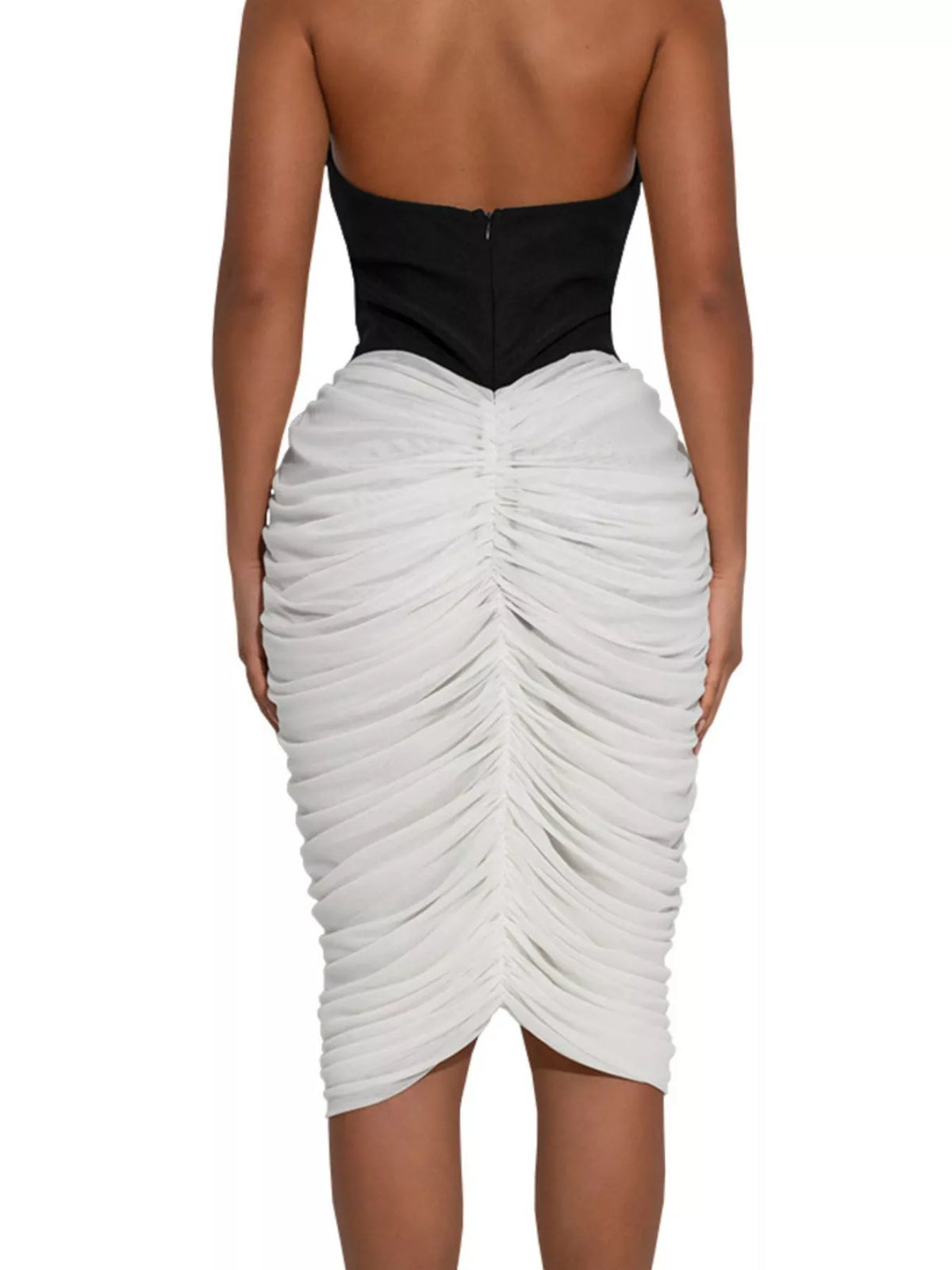 TEEK - Two-Tone Sleeveless Ruched Midi Dress DRESS TEEK Trend