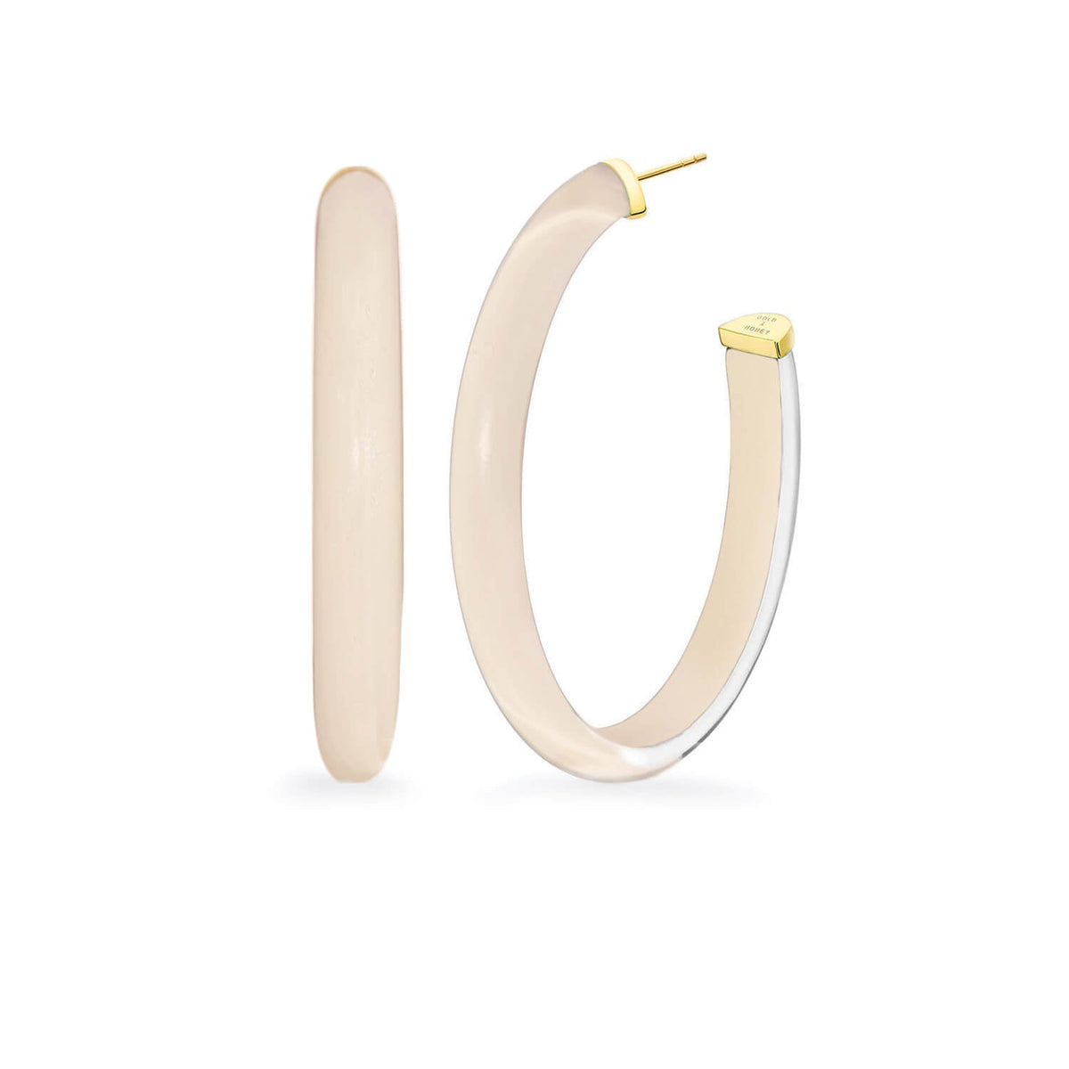 TEEK - XL Oval Illusion Neutral Lucite Hoop Earrings JEWELRY TEEK GNH NUDE3