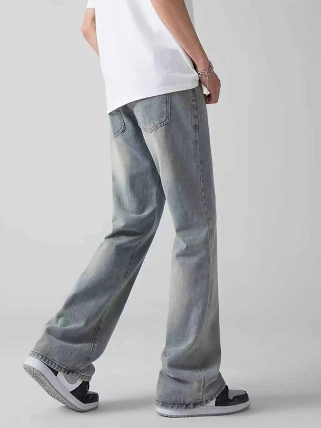 TEEK - Mens Plus Size Vintage Wash Wide Leg Jeans JEANS TEEK Trend