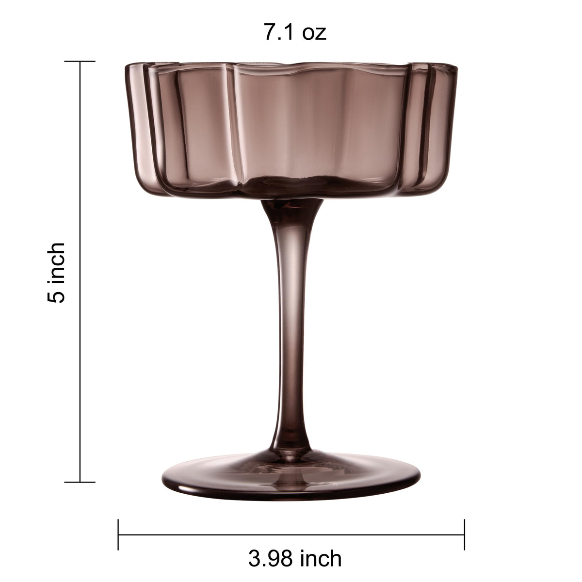 TEEK - Flower Wave Coupe Cocktail Colored Glasses Set | Venus Brown HOME DECOR TEEK KS