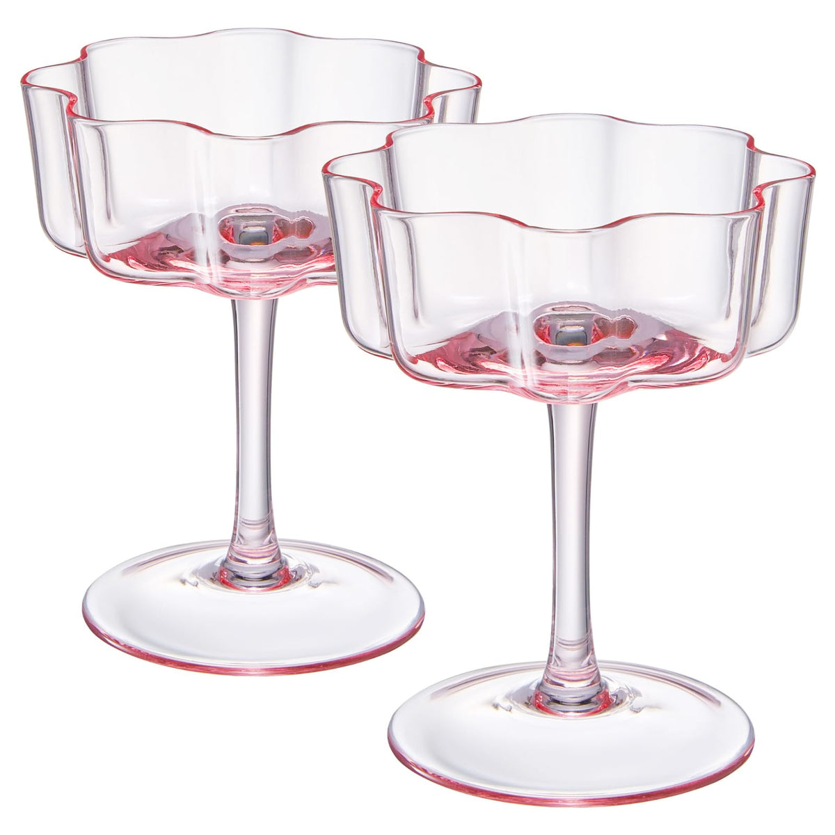 TEEK - Flower Wave Coupe Cocktail Colored Glasses Set | Blush Pink HOME DECOR TEEK KS
