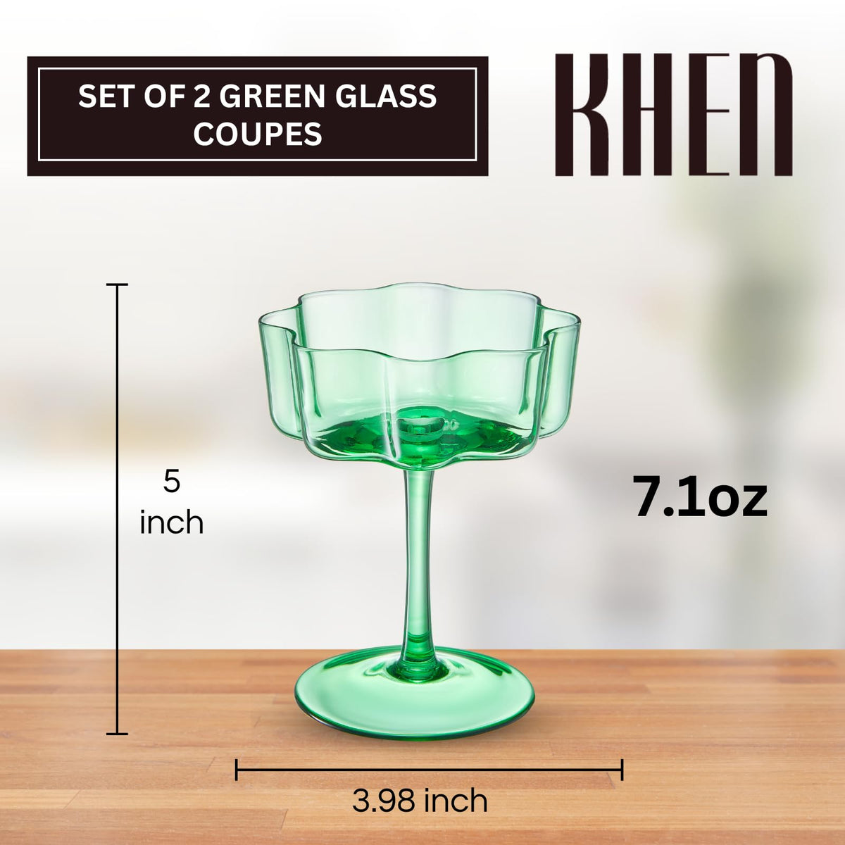 TEEK - Flower Wave Coupe Cocktail Colored Glasses Set | Jade HOME DECOR TEEK KS