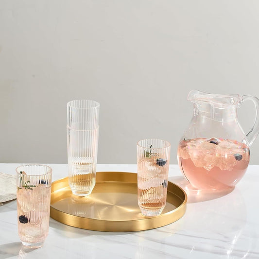 TEEK - Khen Shatterproof Ribbed - Set of 4 Clear 12oz Tritan Tumblers HOME DECOR TEEK KS