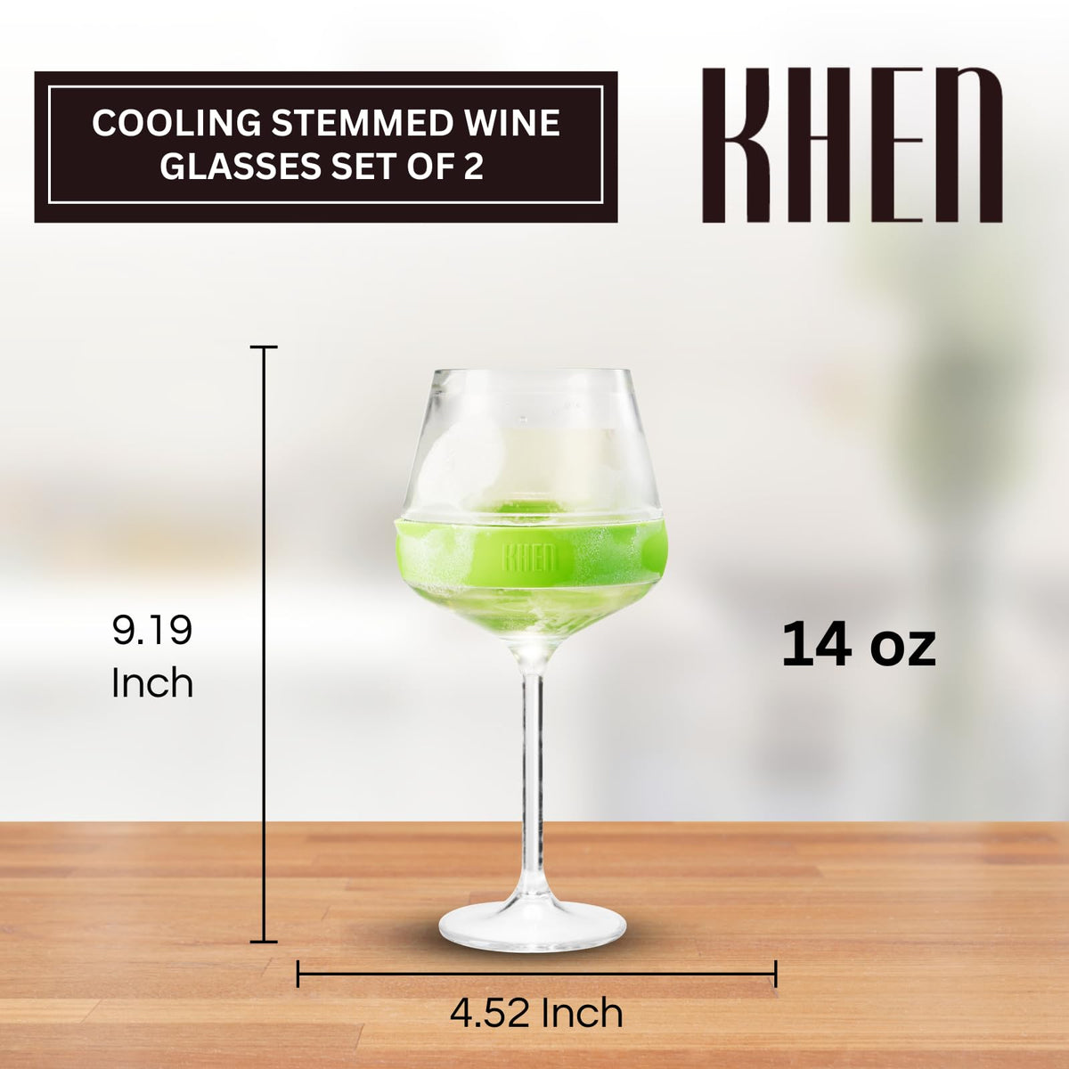 TEEK - Stemmed Acrylic Cooling Wine Glasses 14oz Set | Green HOME DECOR TEEK KS