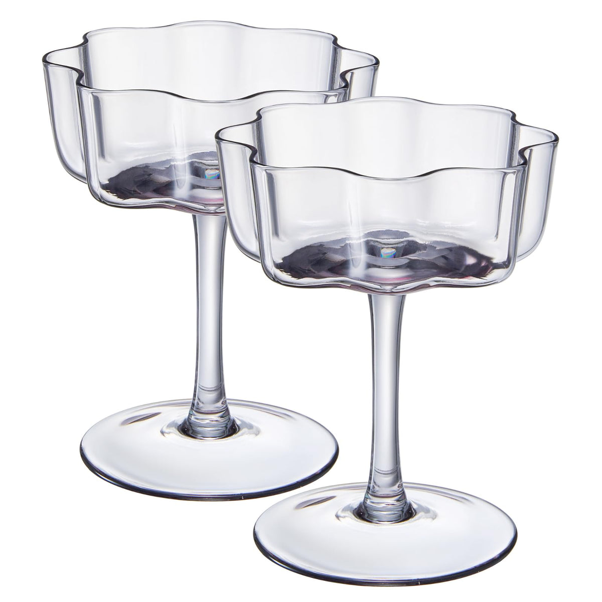 TEEK - Flower Wave Coupe Cocktail Colored Glasses Set | Grey HOME DECOR TEEK KS