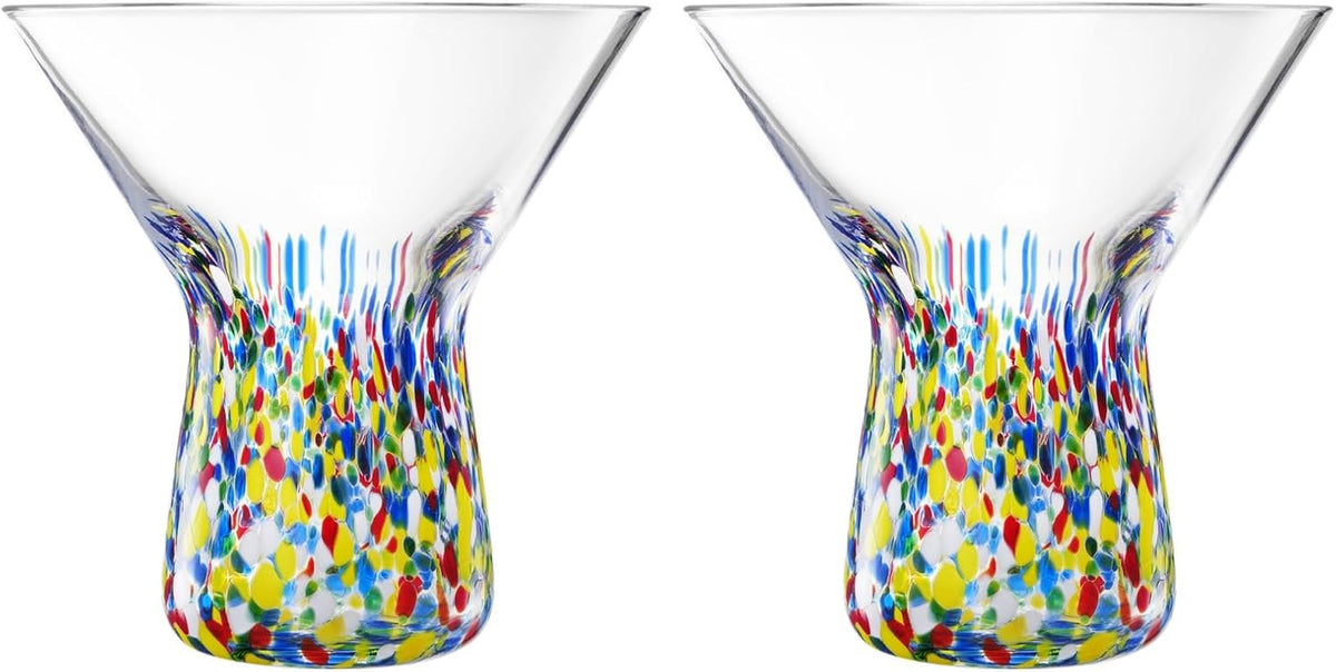 TEEK - Stemless Martini Hand Blown Mexican Confetti Drinkware Set | Clear HOME DECOR TEEK KS
