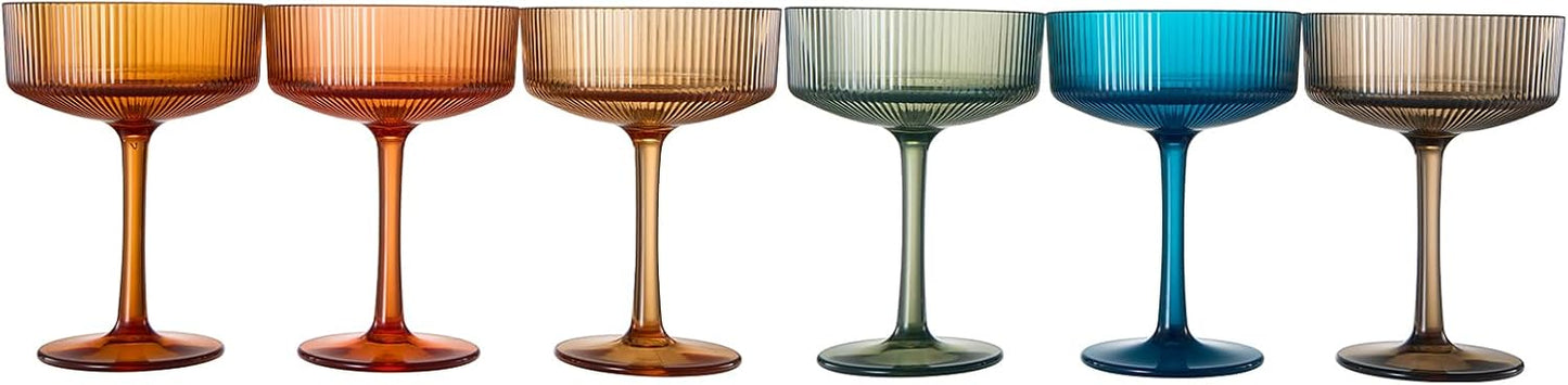 TEEK - ShatterproofEuro Ribbed Vintage Art Deco Tritan Glasses Set HOME DECOR TEEK KS