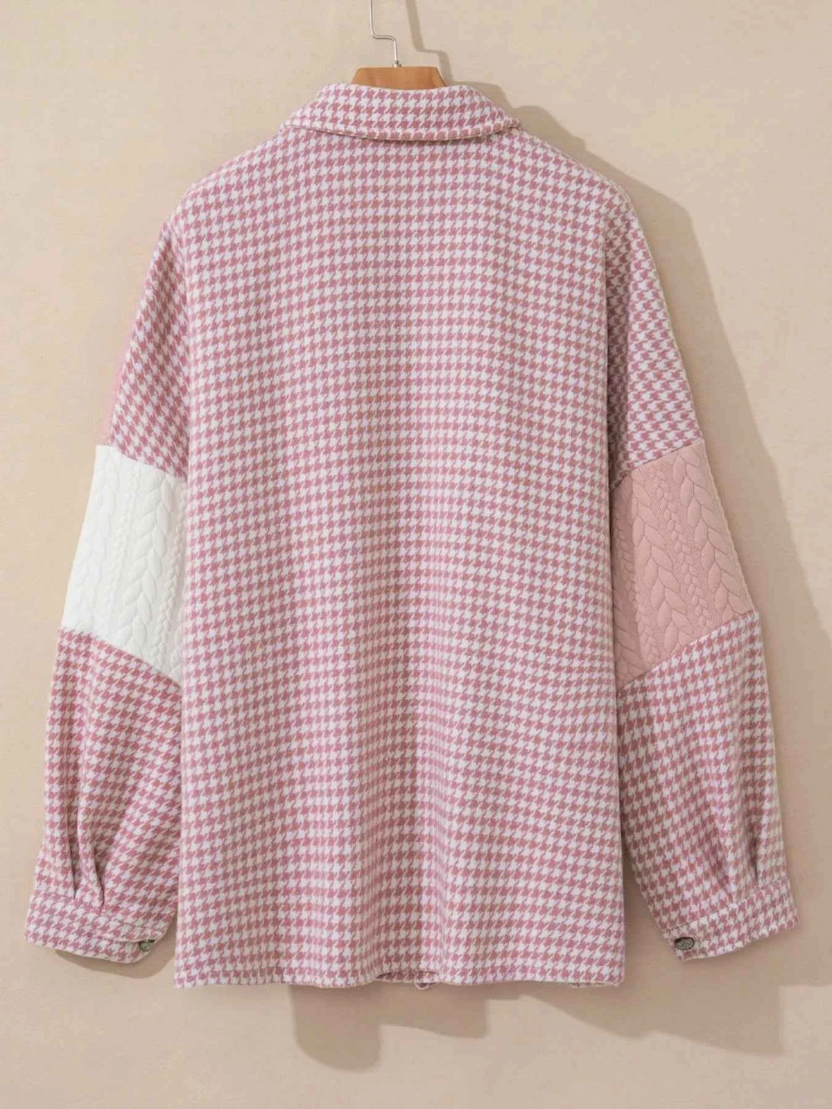 TEEK - Button Down Houndstooth Color Block Shacket TOPS TEEK Trend