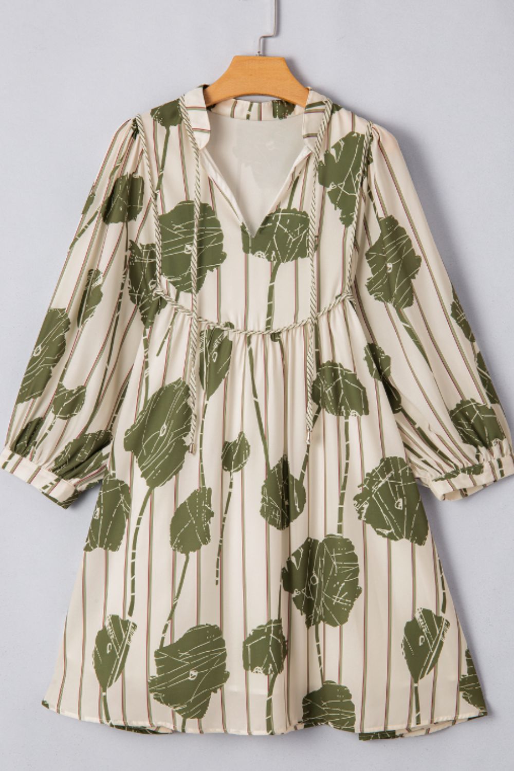 TEEK - Matcha Green Tie Neck Three-Quarter Sleeve Dress DRESS TEEK Trend