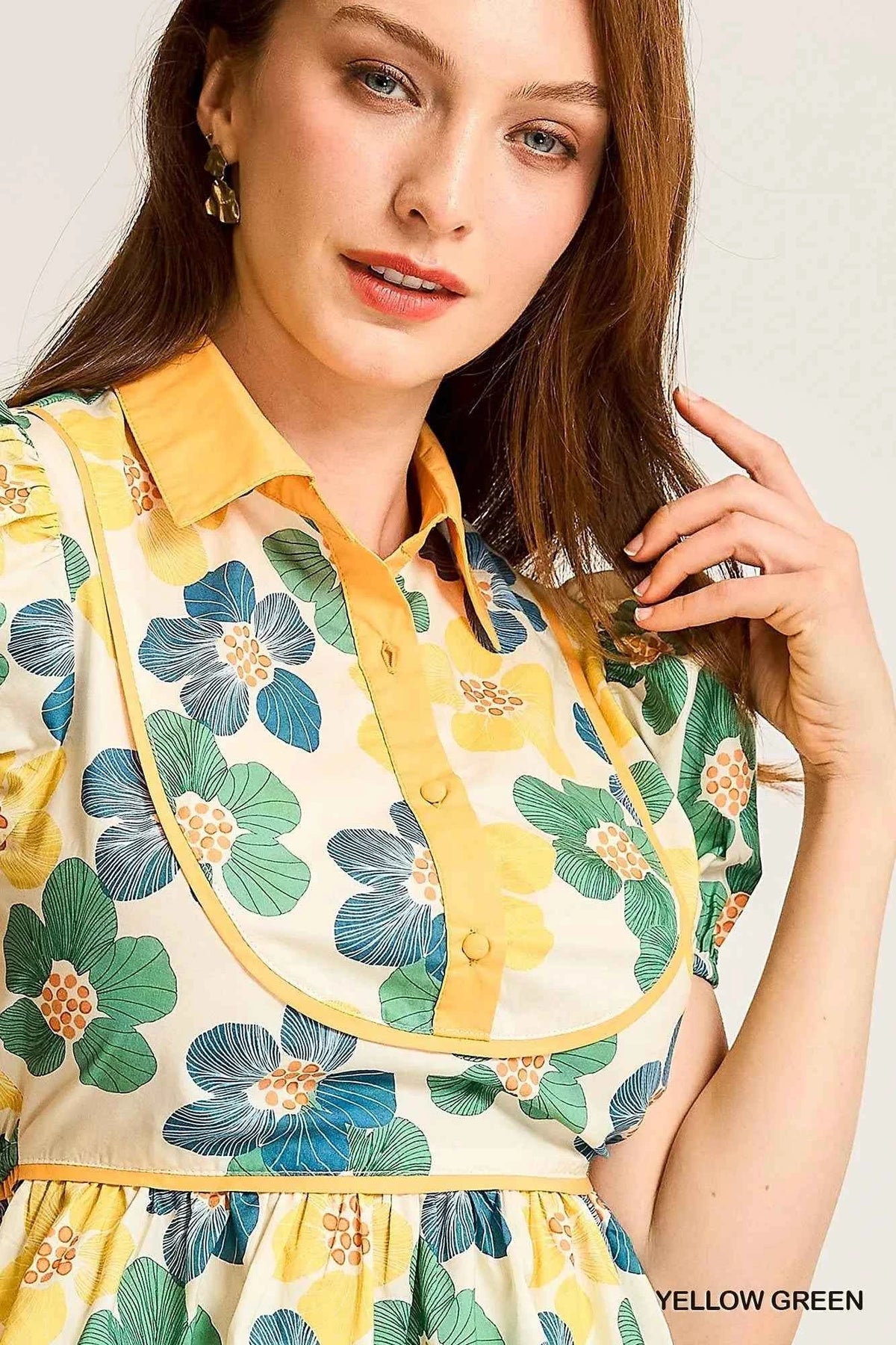 TEEK - Floral Print Puff Sleeve Cropped Blouse TOPS TEEK Trend