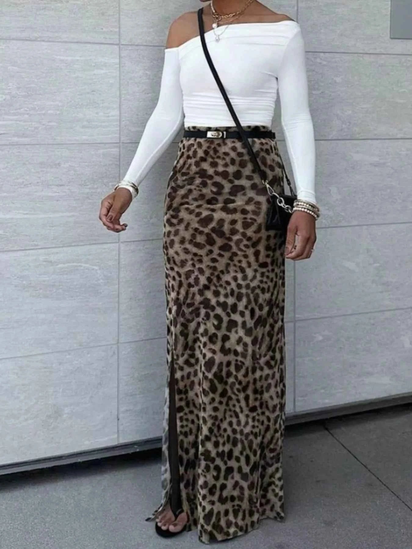 TEEK - Leopard Print High-Waisted Maxi Skirt SKIRT TEEK Trend