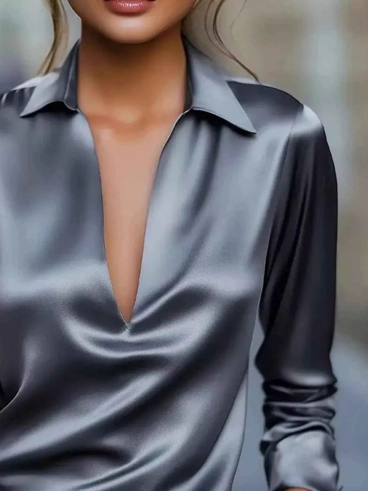 TEEK - Elegant Deep V Long Sleeve Blouse TOPS TEEK Trend
