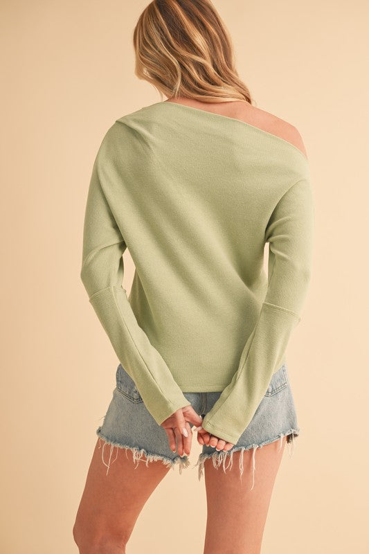 TEEK - Sage One Shoulder Long Sleeve Knit Top TOPS TEEK Trend