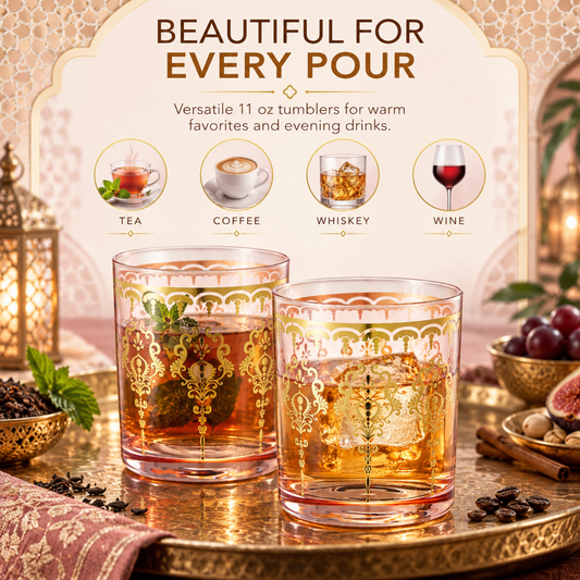TEEK - Moroccan Whiskey & Cocktail Glass | Pink & Clear | Set of 2 HOME DECOR TEEK KS