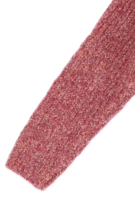 TEEK - Melange Texture Three Button Sweater Top SWEATER TEEK FG