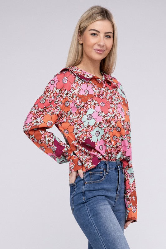 TEEK - Floral Print Long Sleeve Shirt