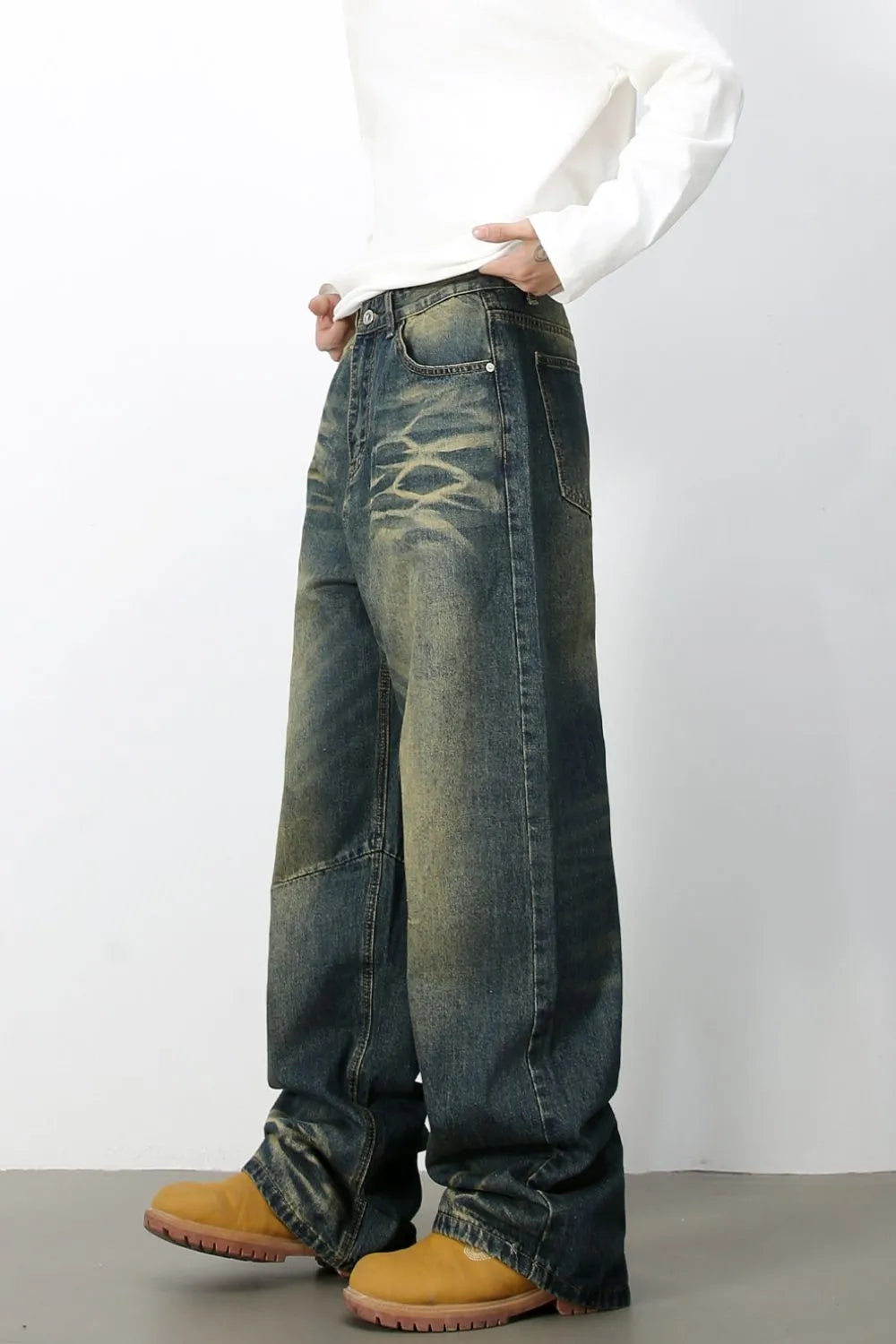 TEEK - Mens Wide Leg Medium Washed Jeans JEANS TEEK Trend