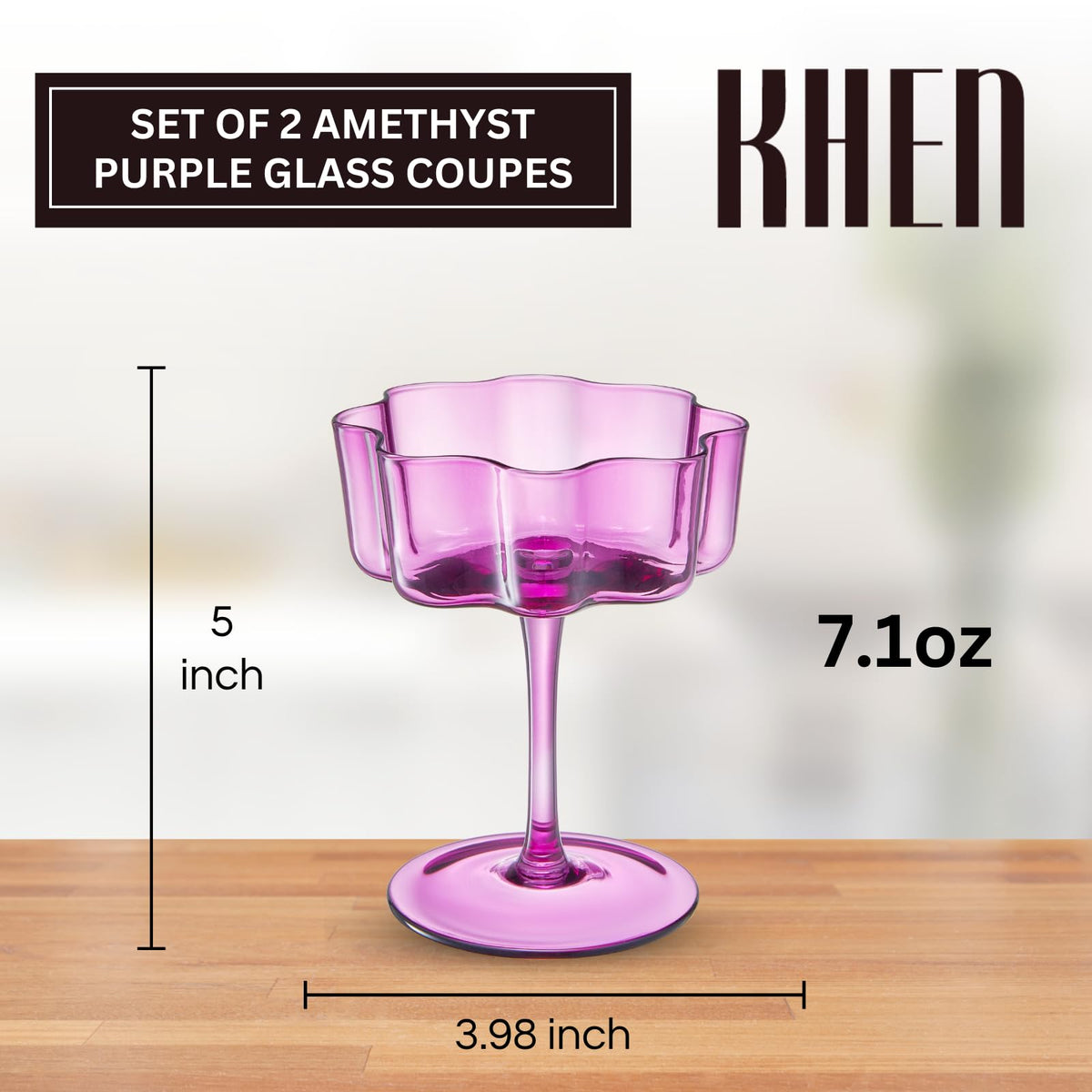 TEEK - Flower Wave Coupe Cocktail Colored Glasses Set | Amethyst Purple HOME DECOR TEEK KS