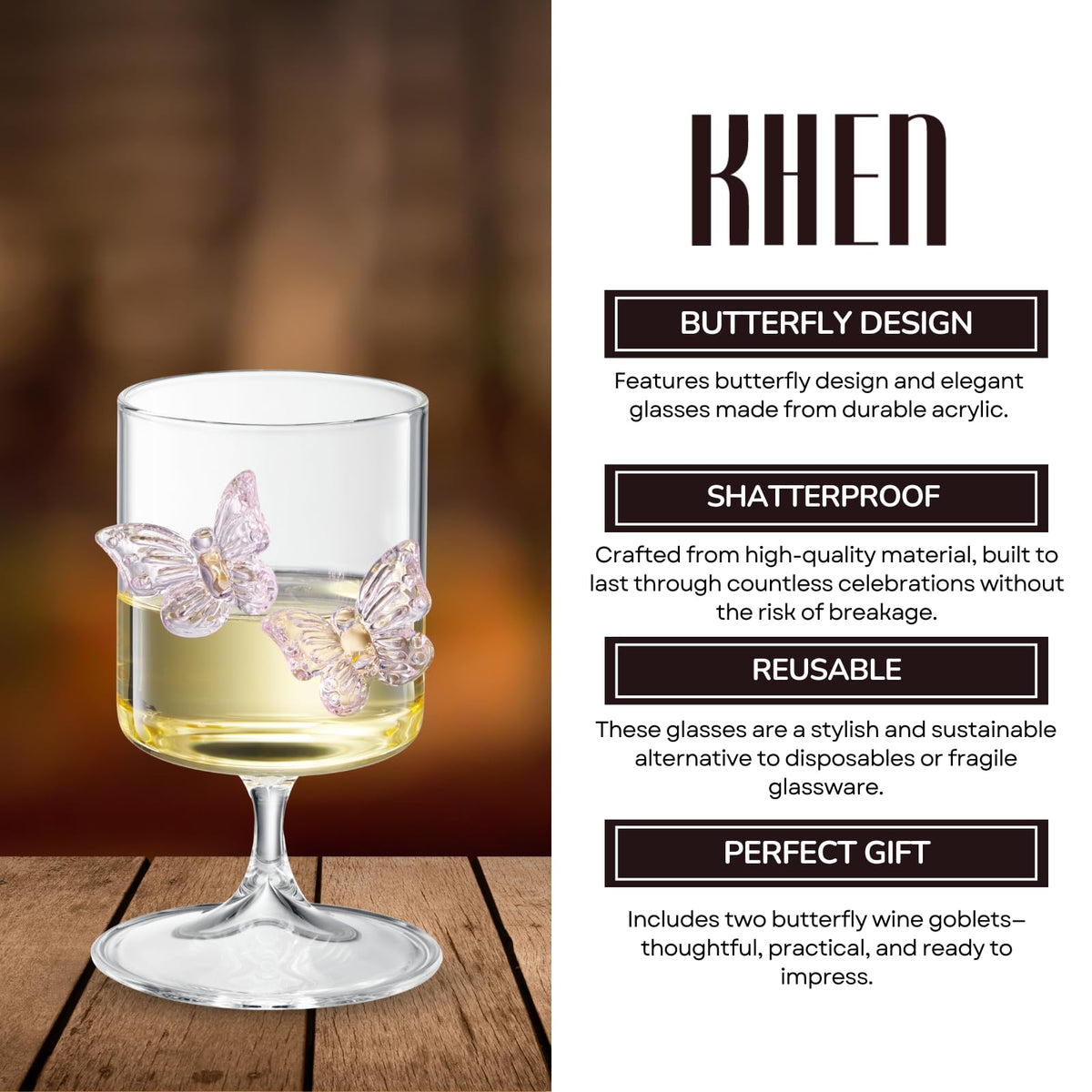 TEEK - Butterfly Wine Goblet Set HOME DECOR TEEK KS