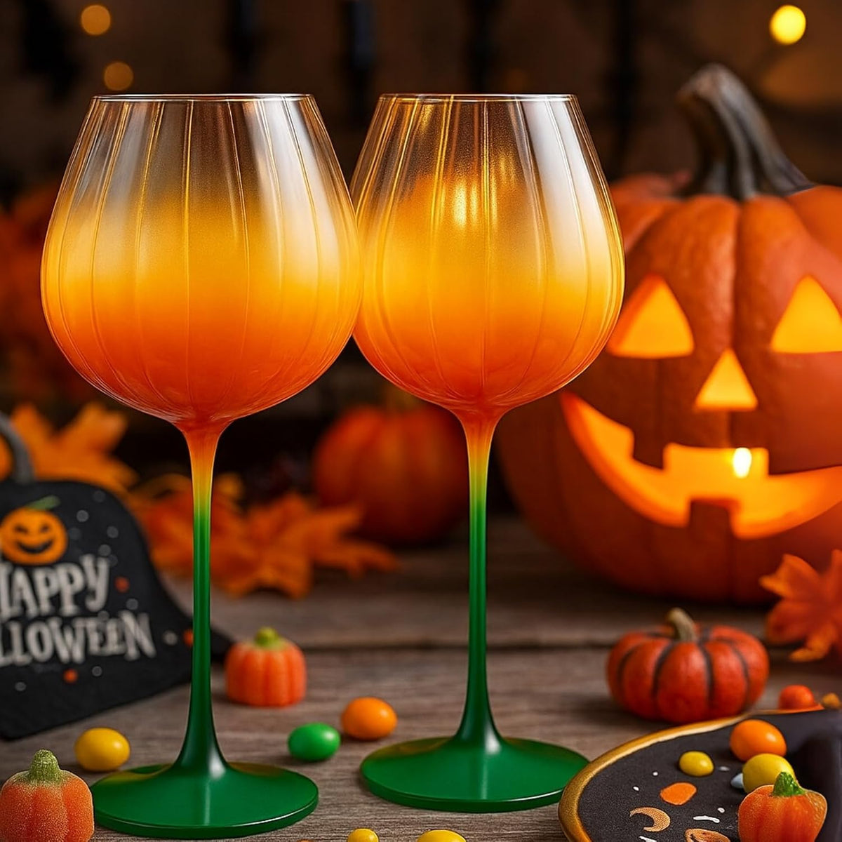 TEEK - Pumpkin Wine Glasses Borosilicate Stemware Set HOME DECOR TEEK KS