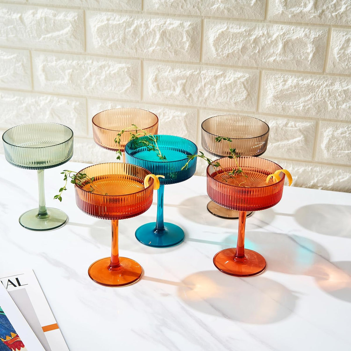TEEK - ShatterproofEuro Ribbed Vintage Art Deco Tritan Glasses Set HOME DECOR TEEK KS