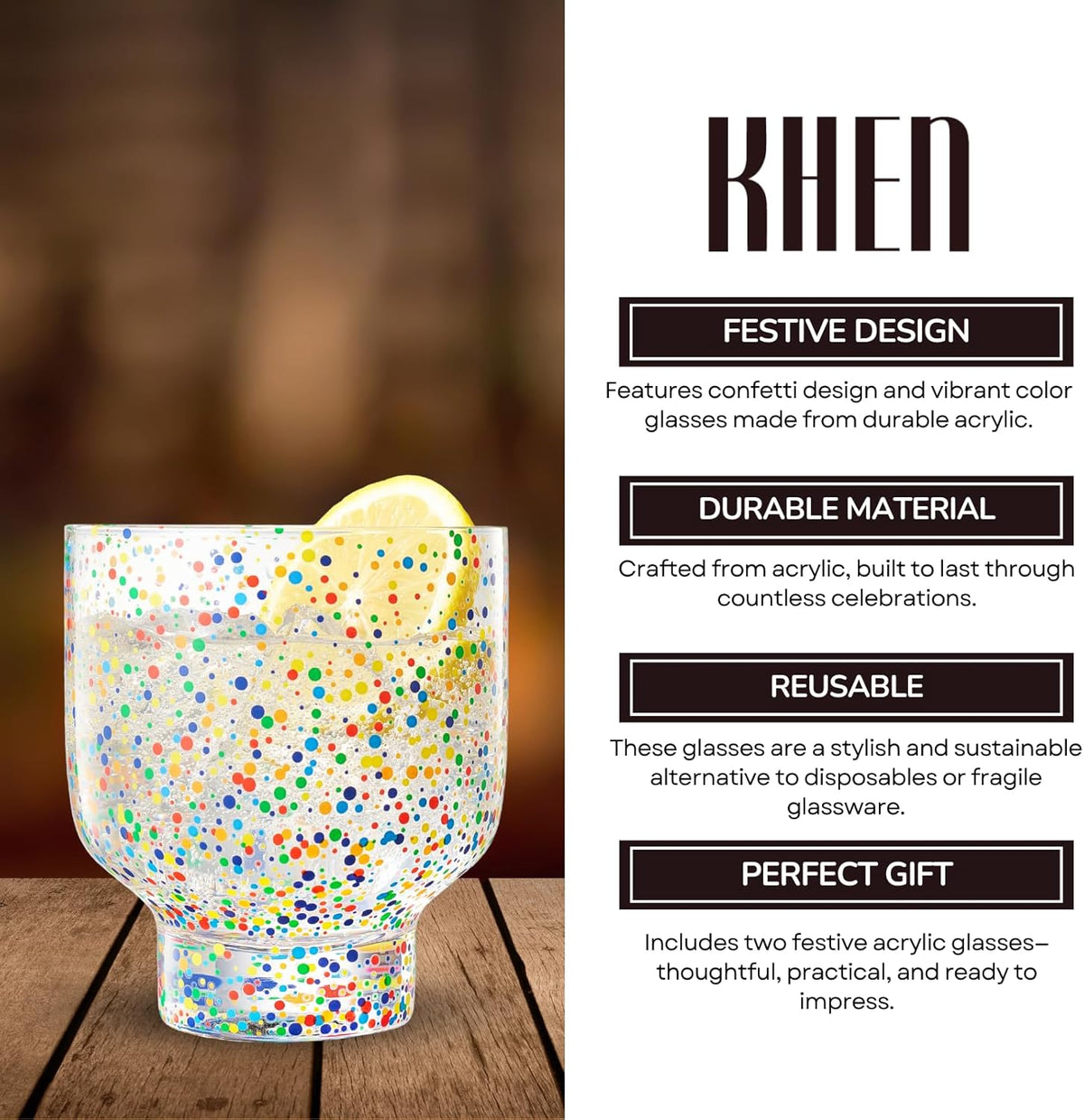 TEEK - Confetti Stemless Tumblers Set HOME DECOR TEEK KS