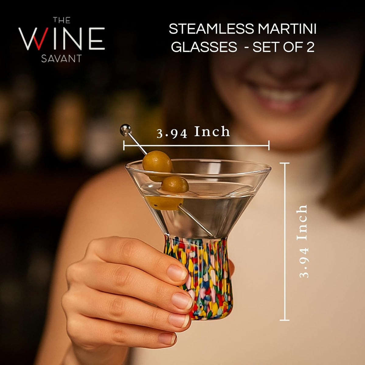 TEEK - Stemless Martini Hand Blown Mexican Confetti Drinkware Set | Clear HOME DECOR TEEK KS