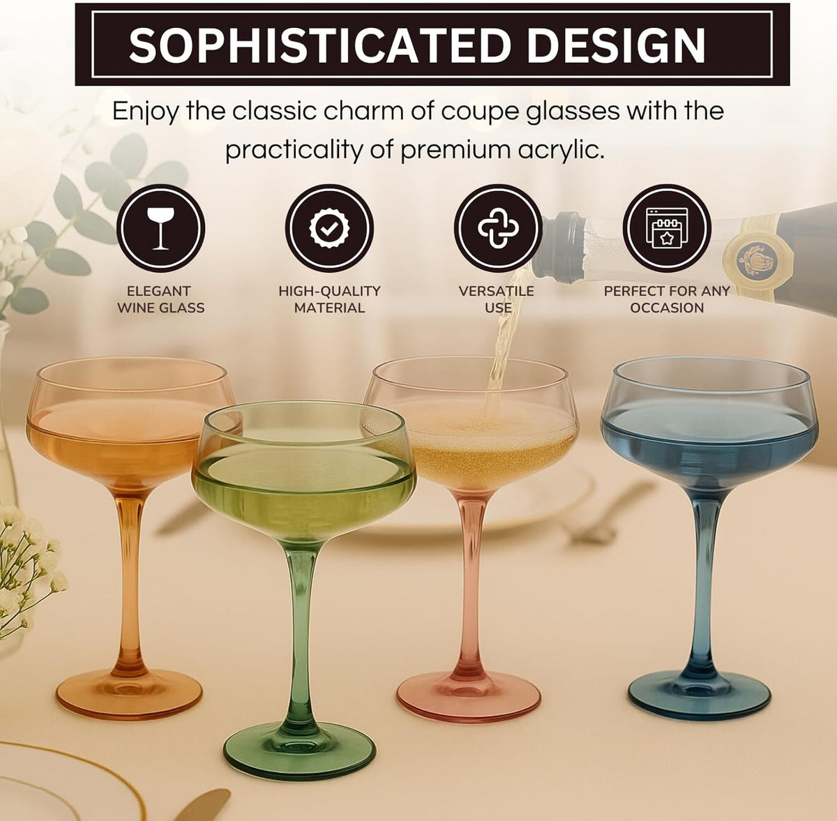 TEEK - Colored Acrylic Coupe Glasses – Set Mutes HOME DECOR TEEK KS