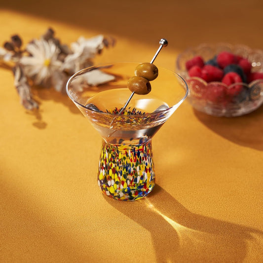 TEEK - Stemless Martini Hand Blown Mexican Confetti Drinkware Set | Clear HOME DECOR TEEK KS