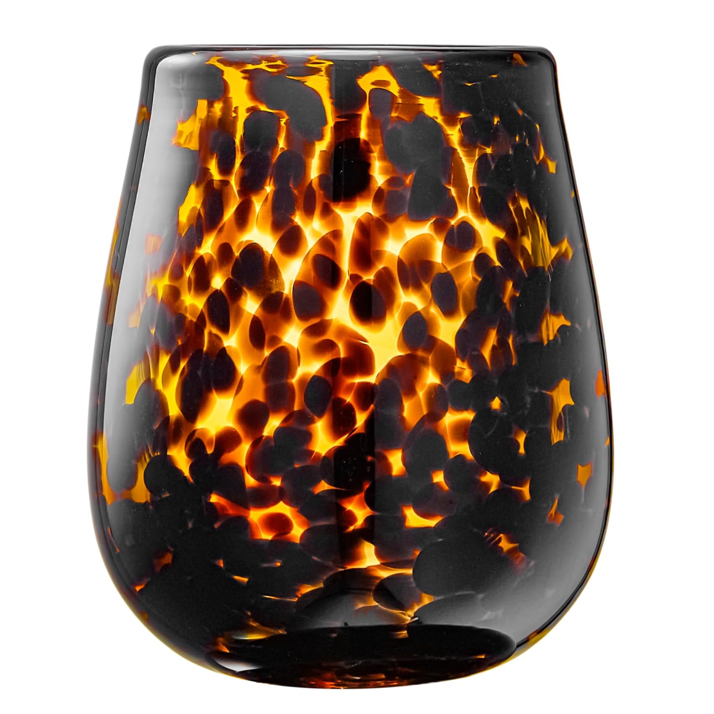 TEEK - Leopard Print Amber Colored Stemless Wine Glass Set HOME DECOR TEEK KS