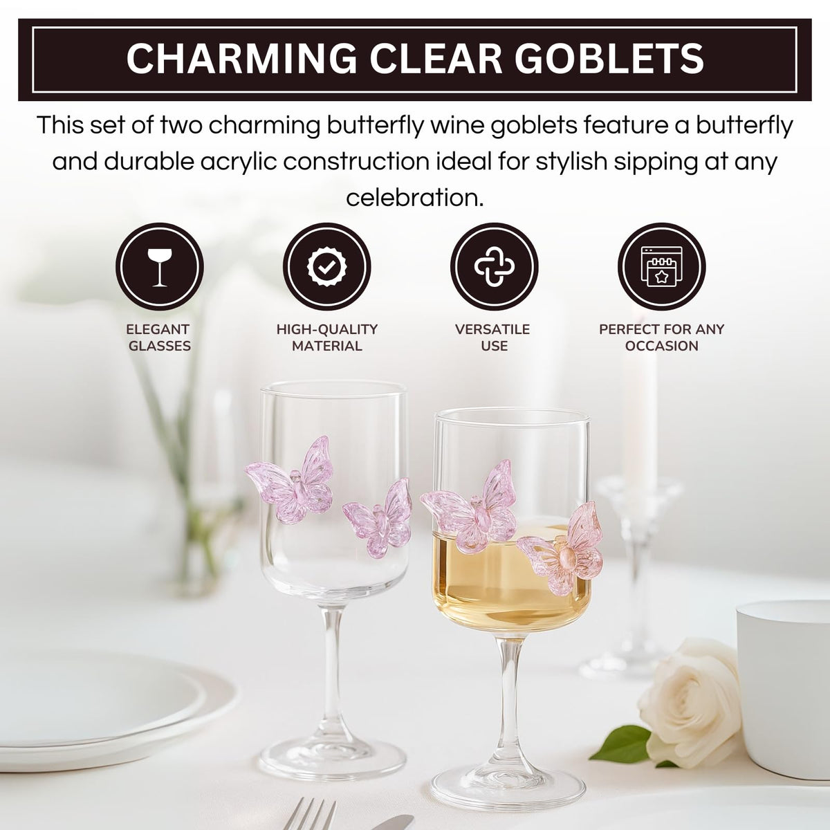 TEEK - Butterfly Wine Goblet Set HOME DECOR TEEK KS