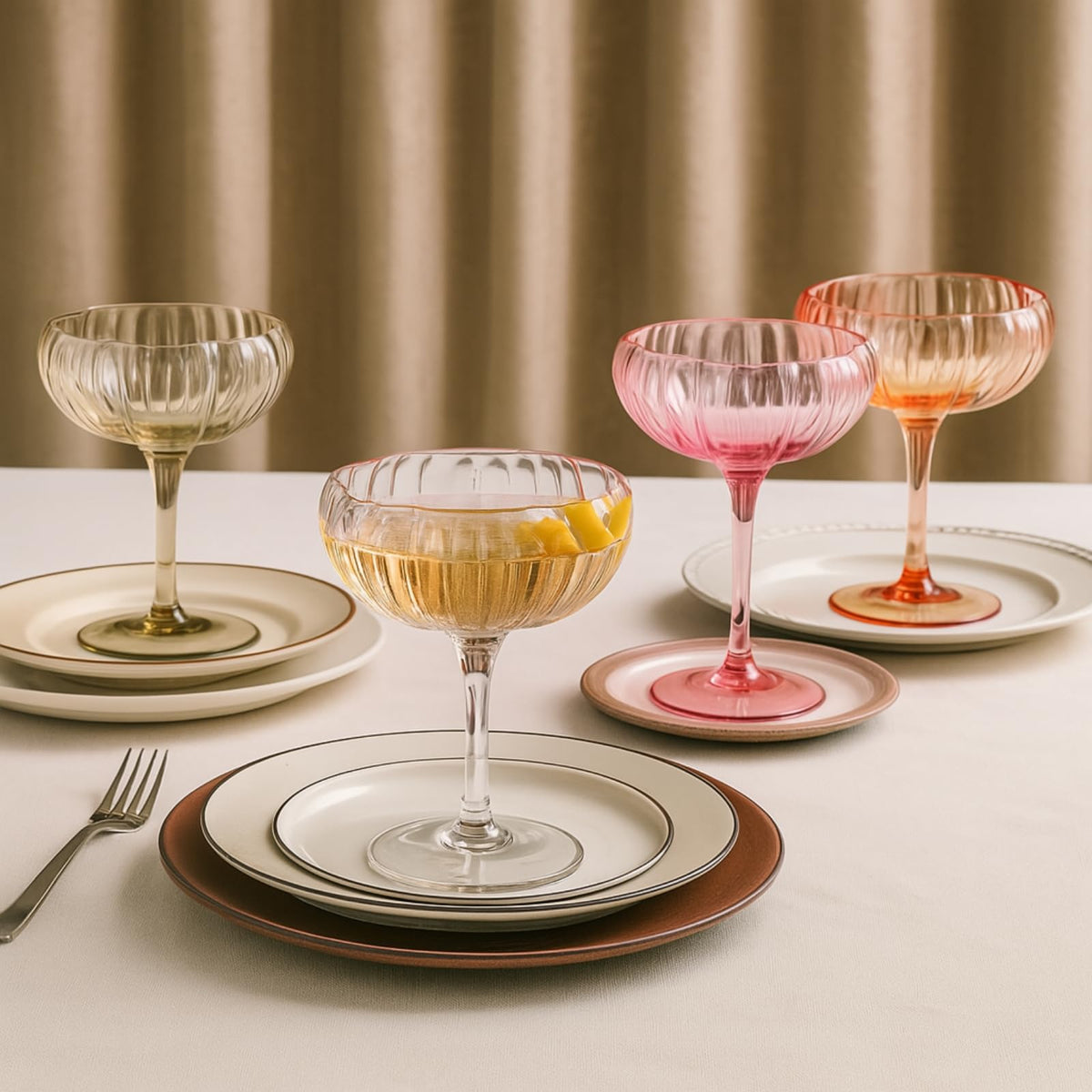 TEEK - Flower Coupe Cocktail Glasses Set | Bright Colors HOME DECOR TEEK KS