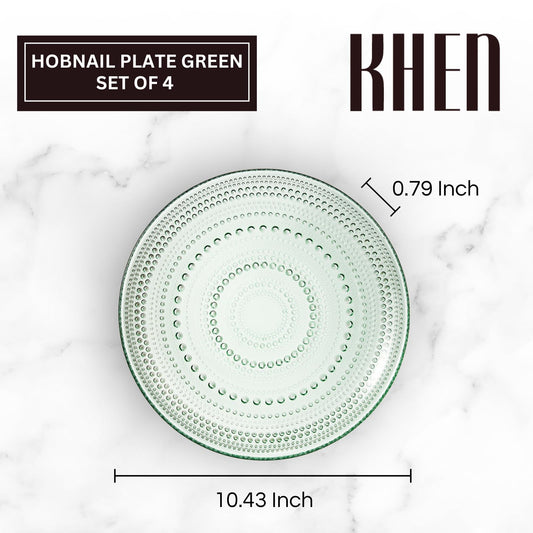 TEEK - Glass Hobnail Dinner or Charger Plates Set | Green HOME DECOR TEEK KS