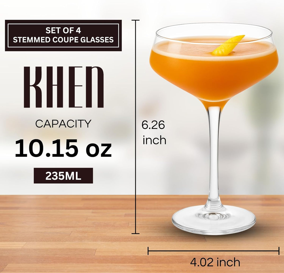 TEEK - Khen Acrylic – Set of 4 Stemmed 8 oz Clear Cocktail Glasses HOME DECOR TEEK KS
