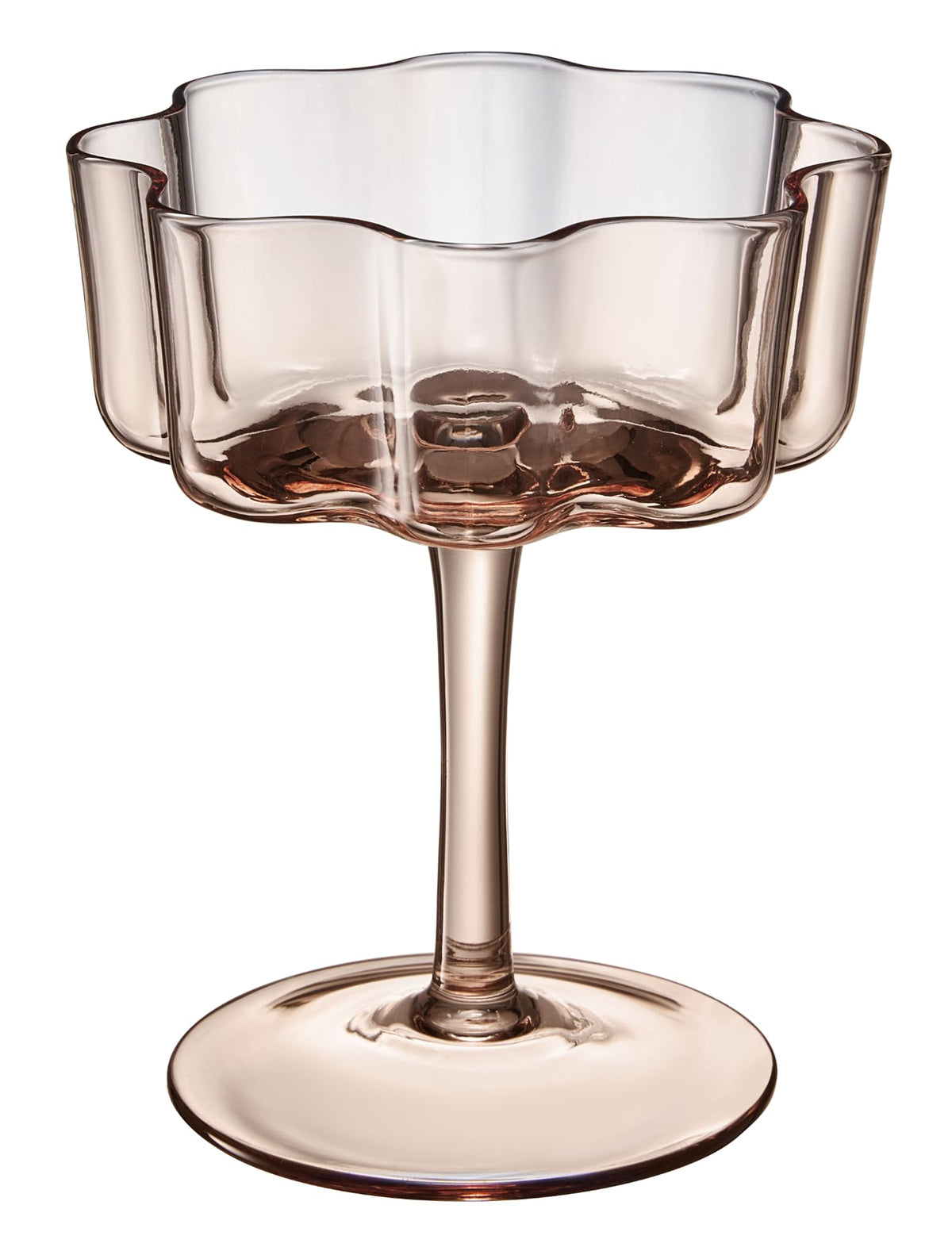 TEEK - Flower Wave Coupe Cocktail Colored Glasses Set | Venus Brown HOME DECOR TEEK KS